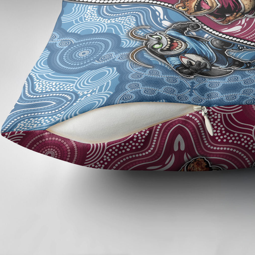 New South Wales And Queensland Pillow Cover Cockroaches With Frogs Aboriginal Art
