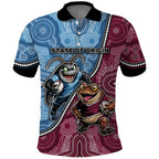 Personalised New South Wales And Queensland Polo Shirt Cockroaches With Frogs Aboriginal Art