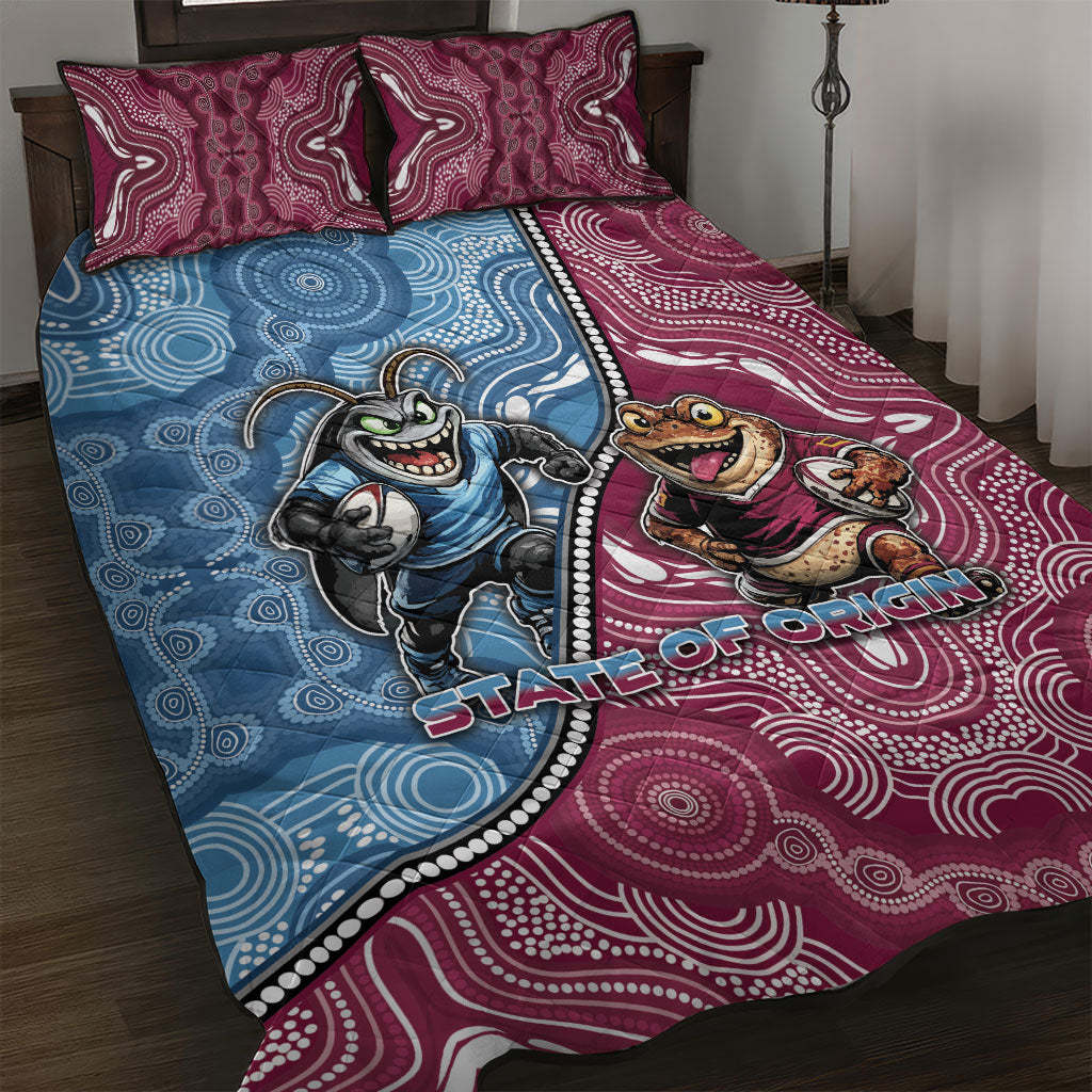 New South Wales And Queensland Quilt Bed Set Cockroaches With Frogs Aboriginal Art