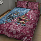 New South Wales And Queensland Quilt Bed Set Cockroaches With Frogs Aboriginal Art