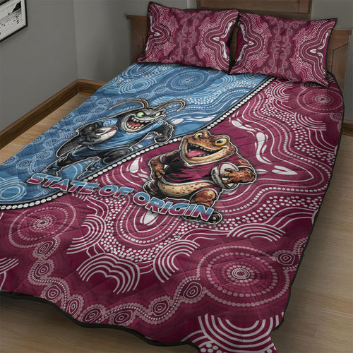 New South Wales And Queensland Quilt Bed Set Cockroaches With Frogs Aboriginal Art