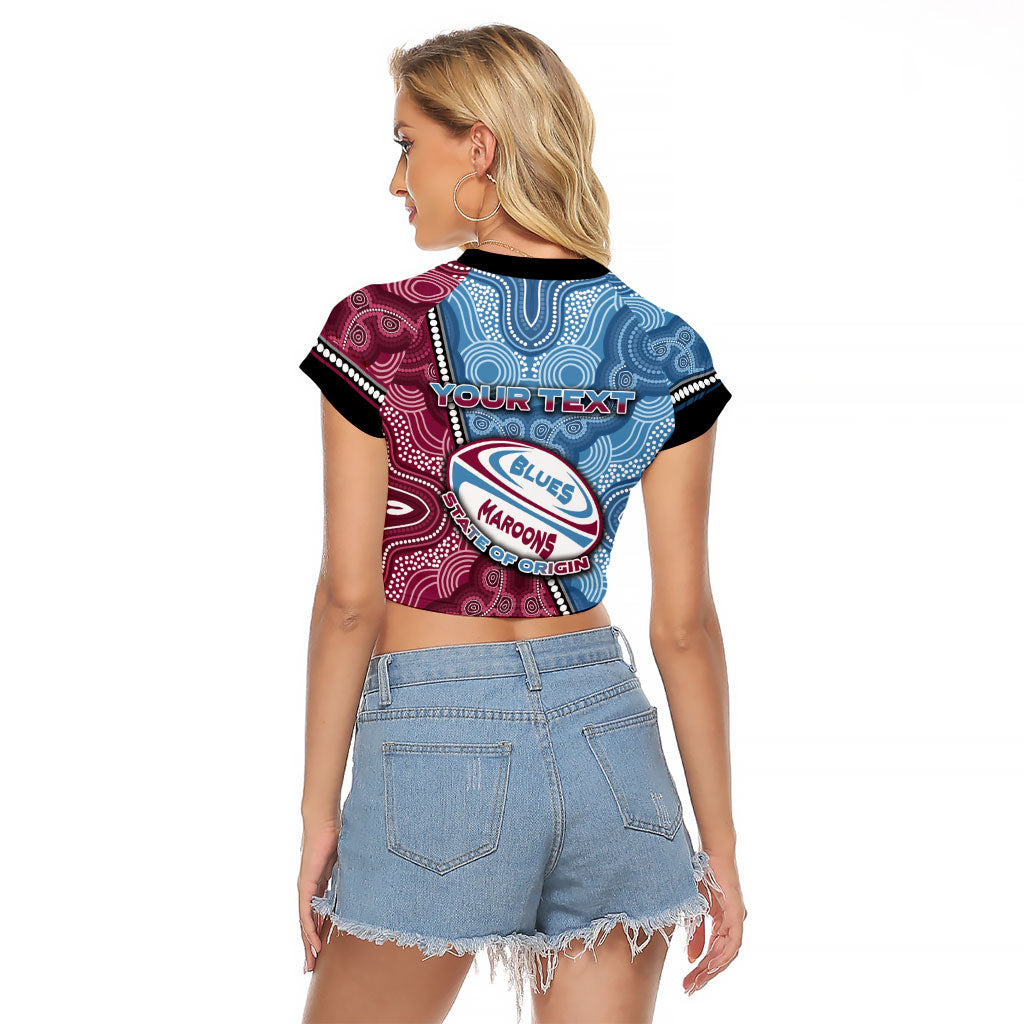 Personalised New South Wales And Queensland Raglan Cropped T Shirt Cockroaches With Frogs Aboriginal Art