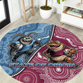 New South Wales And Queensland Round Carpet Cockroaches With Frogs Aboriginal Art