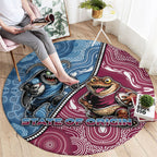 New South Wales And Queensland Round Carpet Cockroaches With Frogs Aboriginal Art