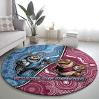 New South Wales And Queensland Round Carpet Cockroaches With Frogs Aboriginal Art