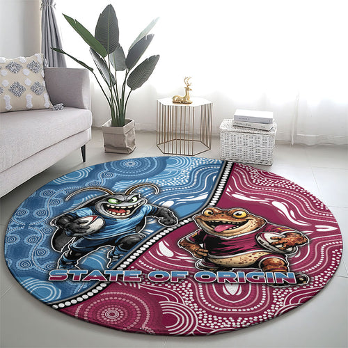New South Wales And Queensland Round Carpet Cockroaches With Frogs Aboriginal Art
