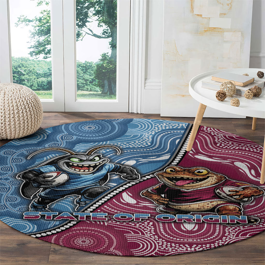 New South Wales And Queensland Round Carpet Cockroaches With Frogs Aboriginal Art
