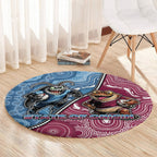 New South Wales And Queensland Round Carpet Cockroaches With Frogs Aboriginal Art
