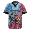 Personalised New South Wales And Queensland Rugby Jersey Cockroaches With Frogs Aboriginal Art