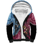 Personalised New South Wales And Queensland Sherpa Hoodie Cockroaches With Frogs Aboriginal Art