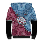 Personalised New South Wales And Queensland Sherpa Hoodie Cockroaches With Frogs Aboriginal Art