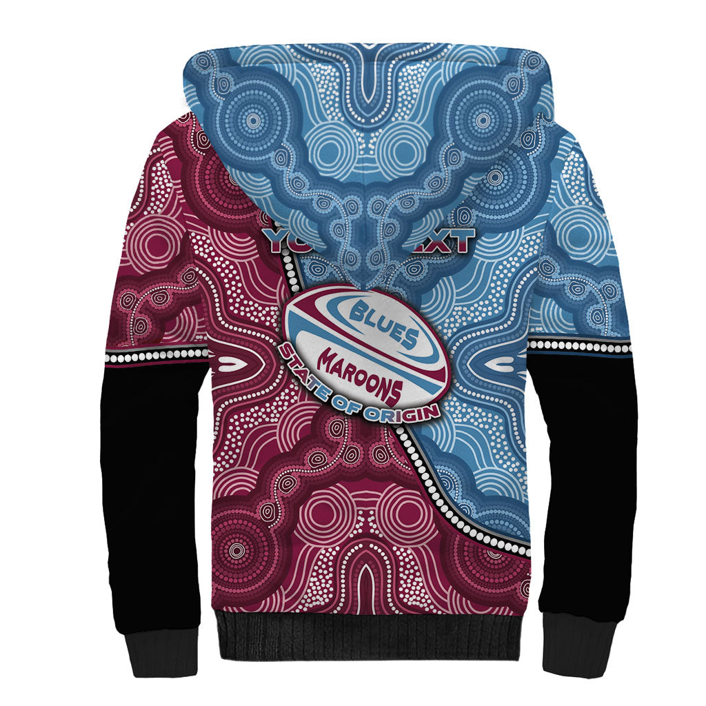 Personalised New South Wales And Queensland Sherpa Hoodie Cockroaches With Frogs Aboriginal Art
