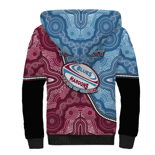 Personalised New South Wales And Queensland Sherpa Hoodie Cockroaches With Frogs Aboriginal Art