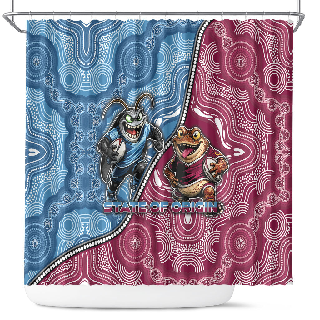 New South Wales And Queensland Shower Curtain Cockroaches With Frogs Aboriginal Art