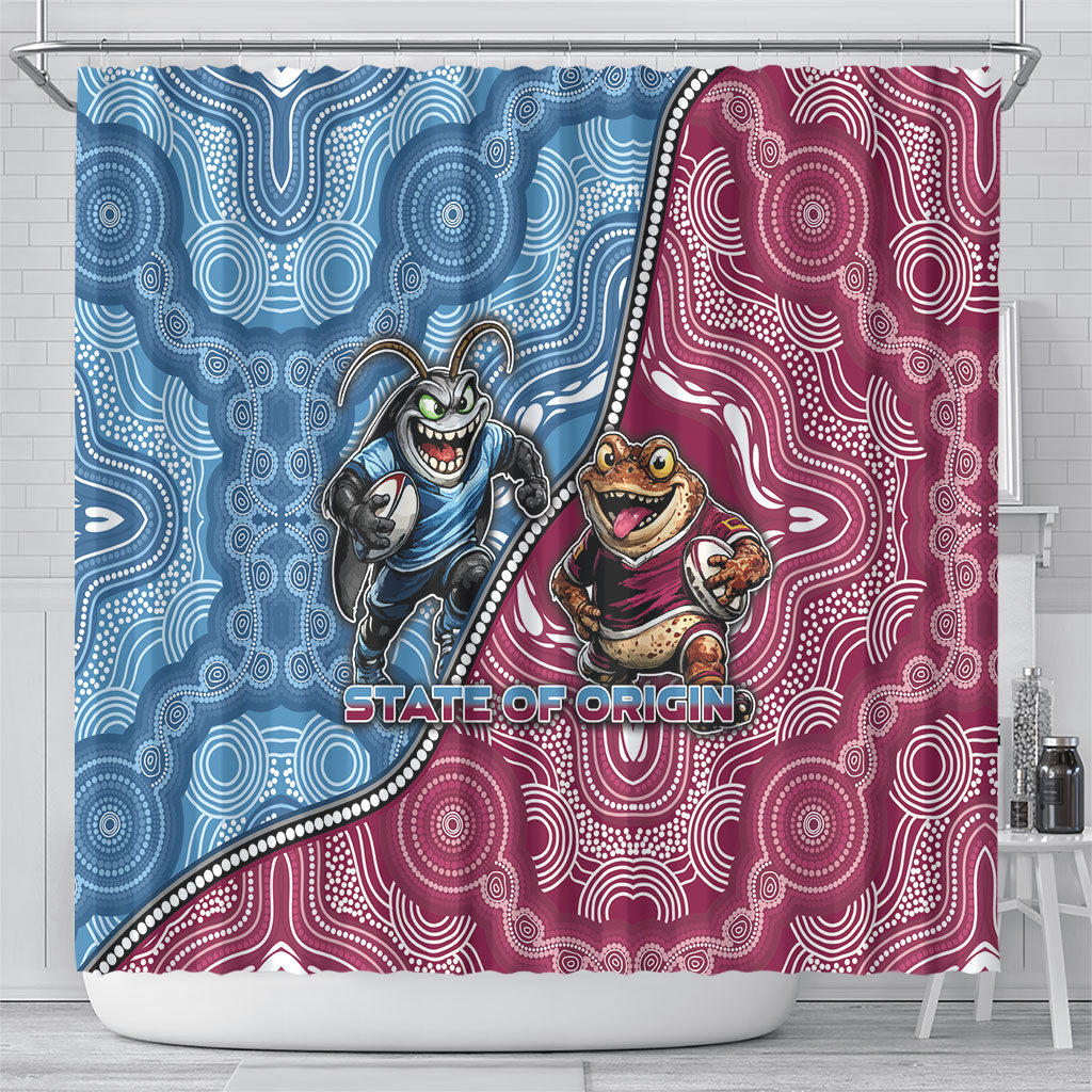 New South Wales And Queensland Shower Curtain Cockroaches With Frogs Aboriginal Art