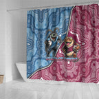 New South Wales And Queensland Shower Curtain Cockroaches With Frogs Aboriginal Art