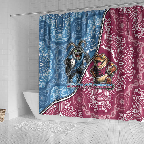 New South Wales And Queensland Shower Curtain Cockroaches With Frogs Aboriginal Art