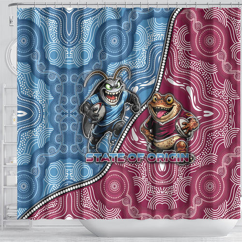 New South Wales And Queensland Shower Curtain Cockroaches With Frogs Aboriginal Art