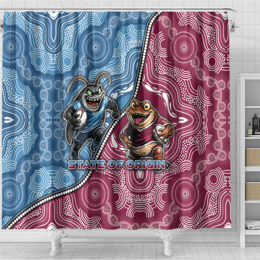 New South Wales And Queensland Shower Curtain Cockroaches With Frogs Aboriginal Art
