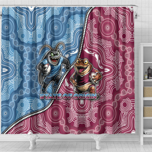 New South Wales And Queensland Shower Curtain Cockroaches With Frogs Aboriginal Art