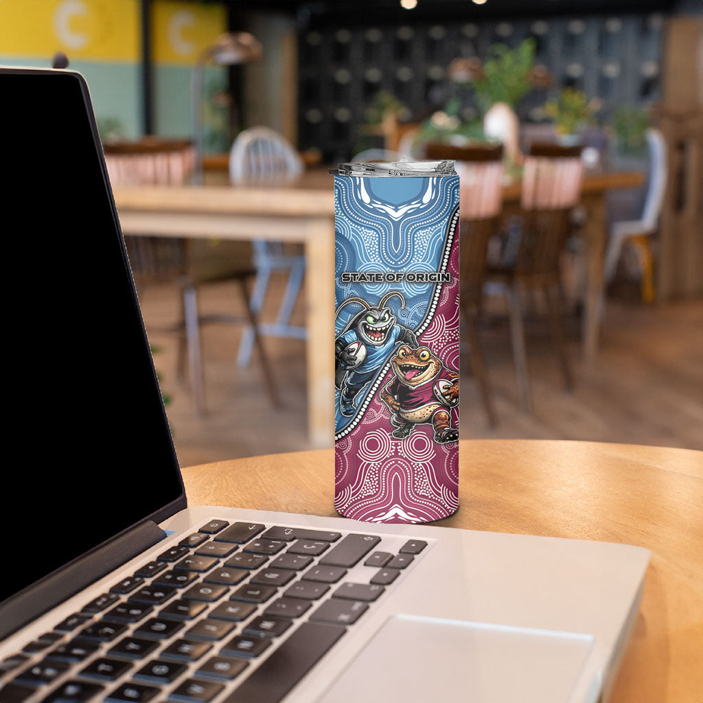 Personalised New South Wales And Queensland Skinny Tumbler Cockroaches With Frogs Aboriginal Art
