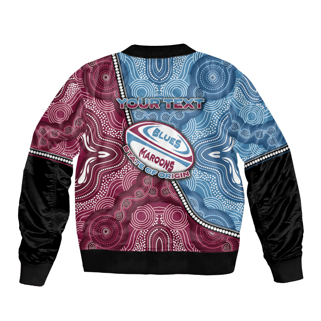 Personalised New South Wales And Queensland Sleeve Zip Bomber Jacket Cockroaches With Frogs Aboriginal Art