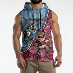 Personalised New South Wales And Queensland Sleeveless Hoodie Cockroaches With Frogs Aboriginal Art
