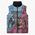 Personalised New South Wales And Queensland Sleeveless Puffer Jacket Cockroaches With Frogs Aboriginal Art