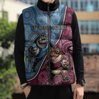 Personalised New South Wales And Queensland Sleeveless Puffer Jacket Cockroaches With Frogs Aboriginal Art