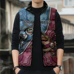 Personalised New South Wales And Queensland Sleeveless Puffer Jacket Cockroaches With Frogs Aboriginal Art