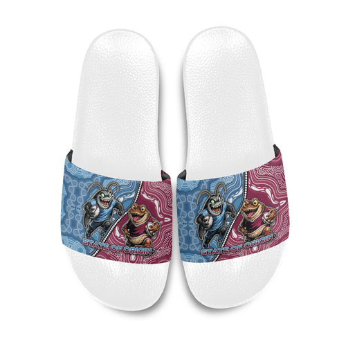 New South Wales And Queensland Slide Sandals Cockroaches With Frogs Aboriginal Art