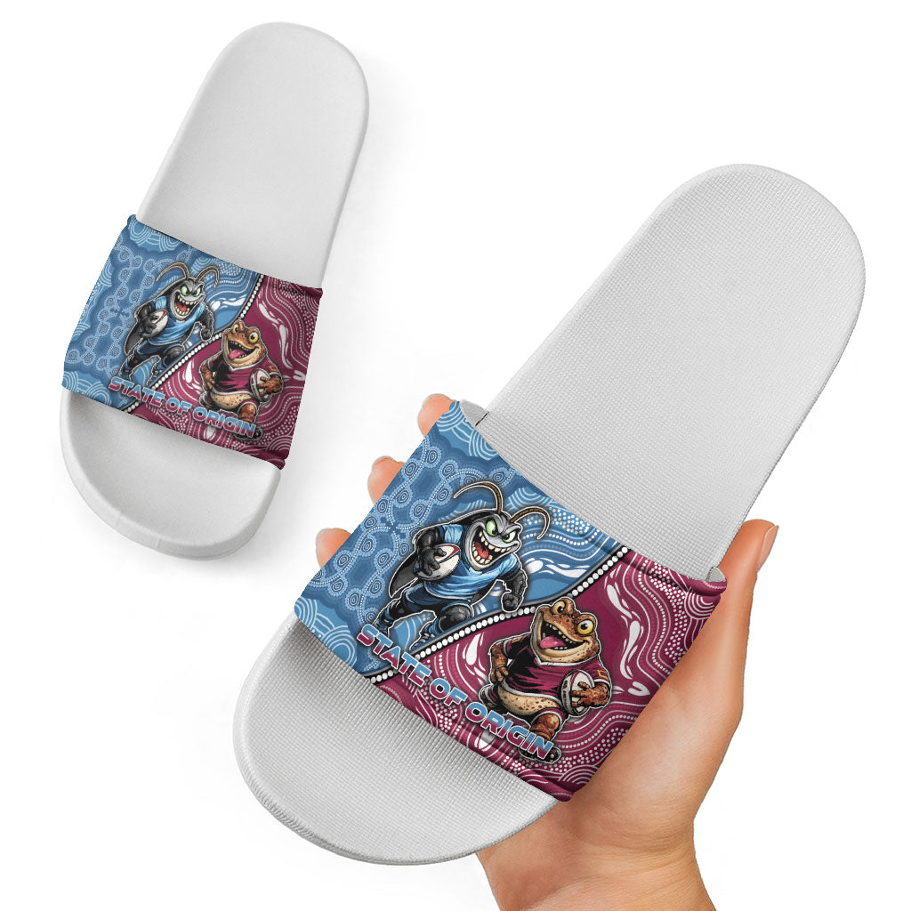 New South Wales And Queensland Slide Sandals Cockroaches With Frogs Aboriginal Art