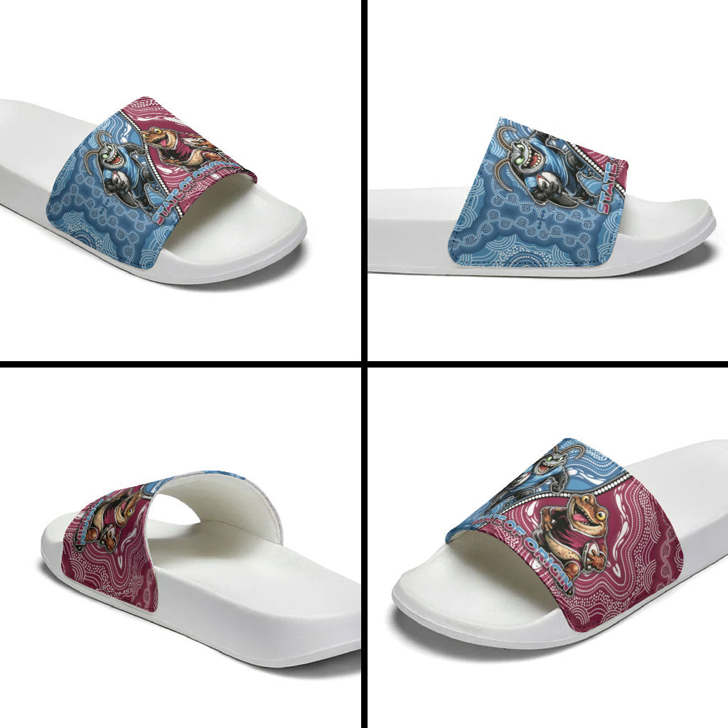 New South Wales And Queensland Slide Sandals Cockroaches With Frogs Aboriginal Art