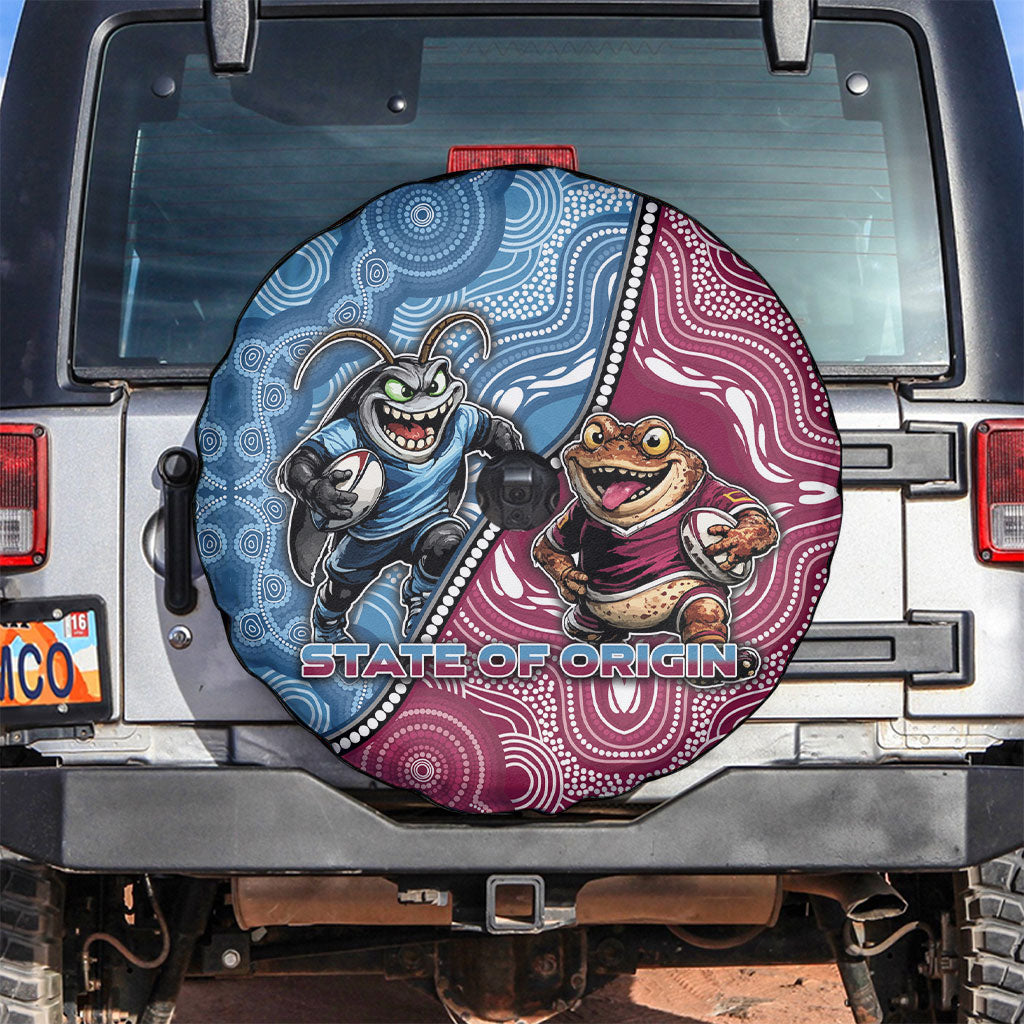 New South Wales And Queensland Spare Tire Cover Cockroaches With Frogs Aboriginal Art