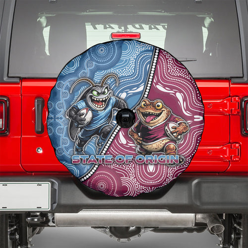 New South Wales And Queensland Spare Tire Cover Cockroaches With Frogs Aboriginal Art