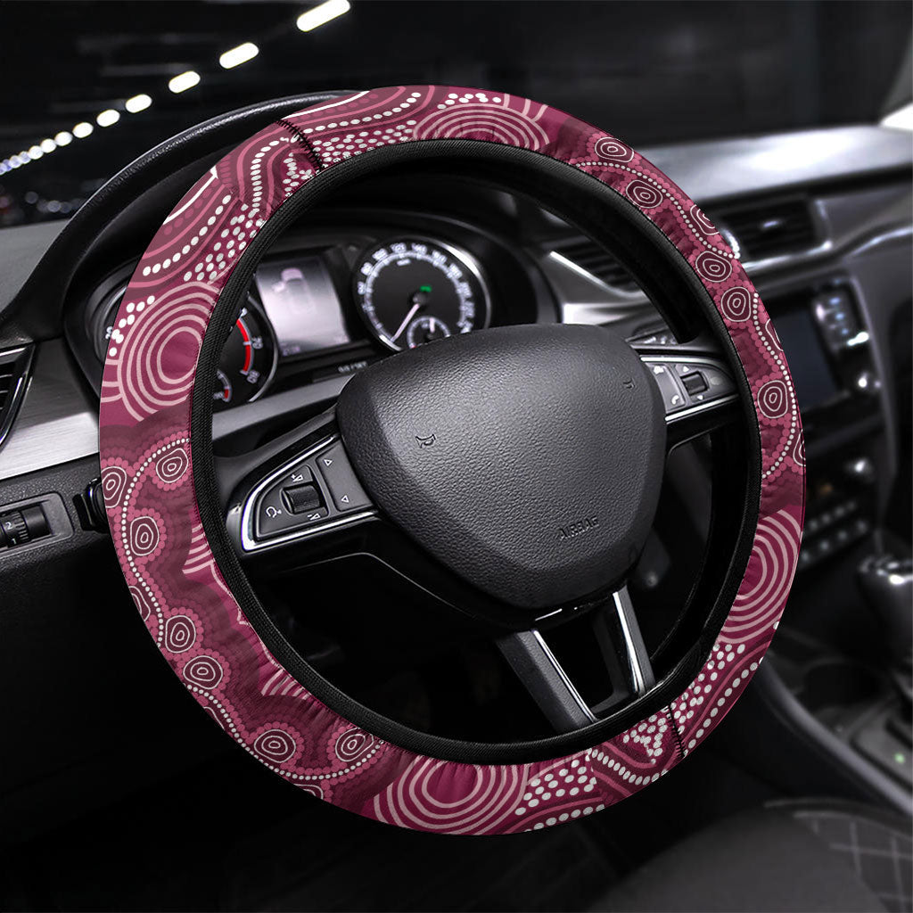 New South Wales And Queensland Steering Wheel Cover Cockroaches With Frogs Aboriginal Art