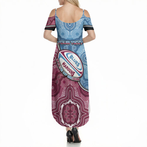 Personalised New South Wales And Queensland Summer Maxi Dress Cockroaches With Frogs Aboriginal Art