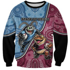 Personalised New South Wales And Queensland Sweatshirt Cockroaches With Frogs Aboriginal Art