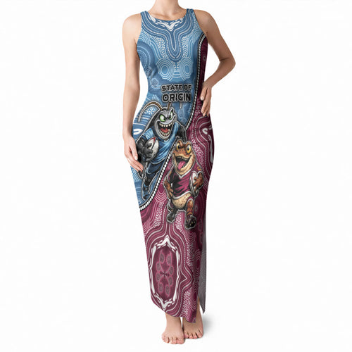 Personalised New South Wales And Queensland Tank Maxi Dress Cockroaches With Frogs Aboriginal Art