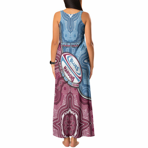 Personalised New South Wales And Queensland Tank Maxi Dress Cockroaches With Frogs Aboriginal Art