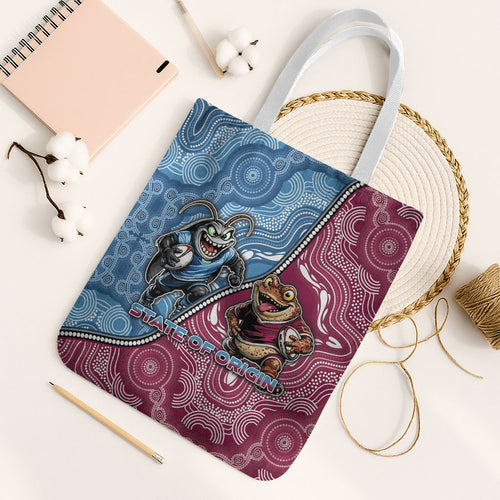 New South Wales And Queensland Tote Bag Cockroaches With Frogs Aboriginal Art