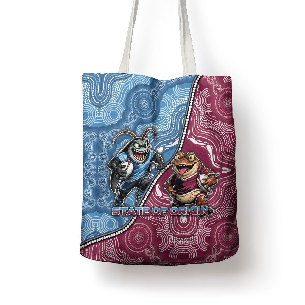 New South Wales And Queensland Tote Bag Cockroaches With Frogs Aboriginal Art