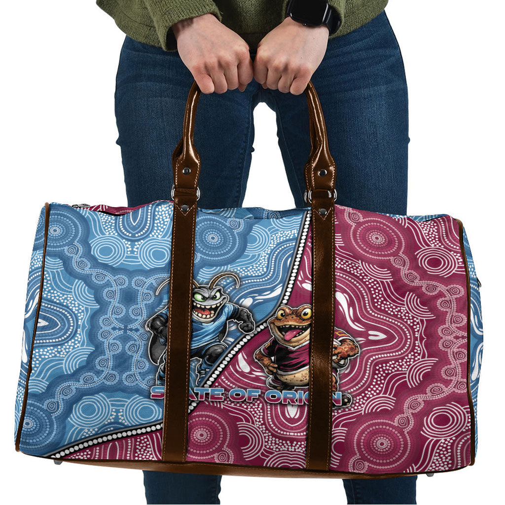 New South Wales And Queensland Travel Bag Cockroaches With Frogs Aboriginal Art