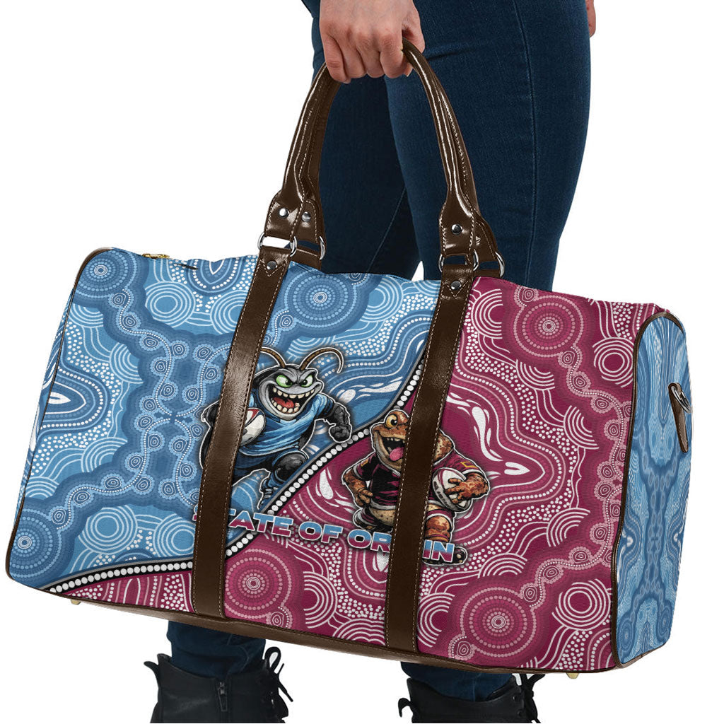 New South Wales And Queensland Travel Bag Cockroaches With Frogs Aboriginal Art
