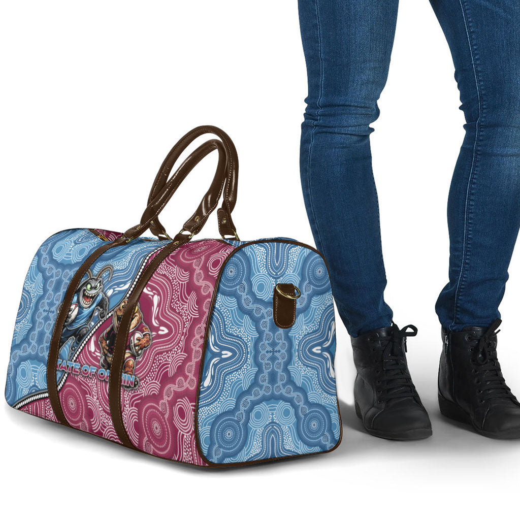 New South Wales And Queensland Travel Bag Cockroaches With Frogs Aboriginal Art