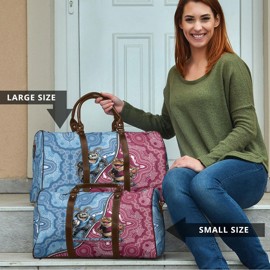 New South Wales And Queensland Travel Bag Cockroaches With Frogs Aboriginal Art