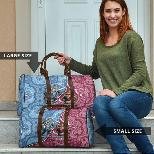 New South Wales And Queensland Travel Bag Cockroaches With Frogs Aboriginal Art