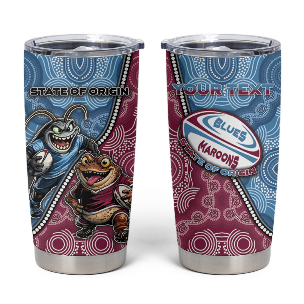Personalised New South Wales And Queensland Tumbler Cup Cockroaches With Frogs Aboriginal Art