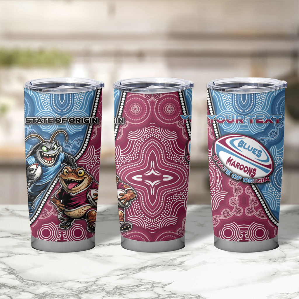 Personalised New South Wales And Queensland Tumbler Cup Cockroaches With Frogs Aboriginal Art