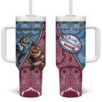 Personalised New South Wales And Queensland Tumbler With Handle Cockroaches With Frogs Aboriginal Art
